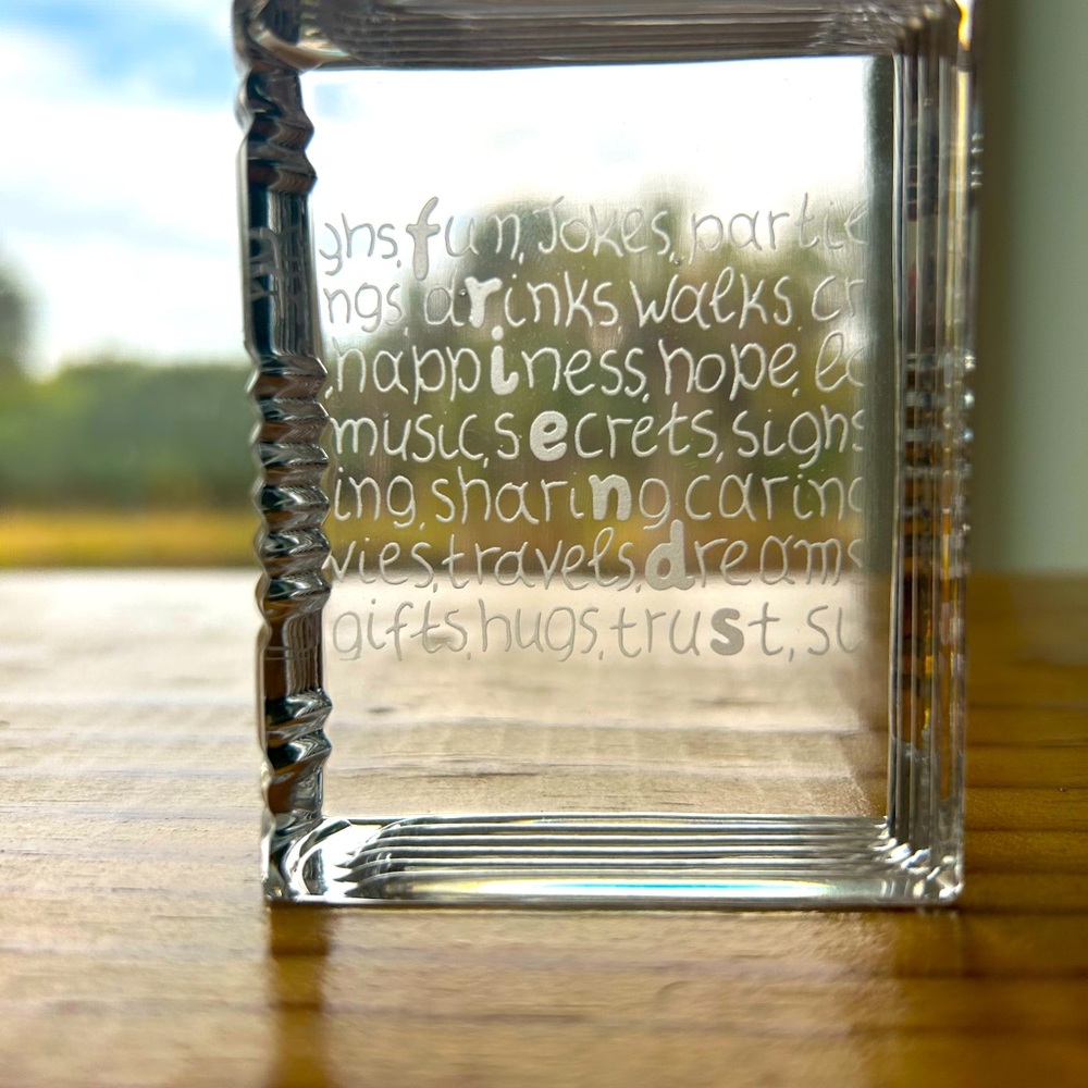 Stuart Crystal Paperweight Book Memento Collection “Friends” Crystal Keepsake